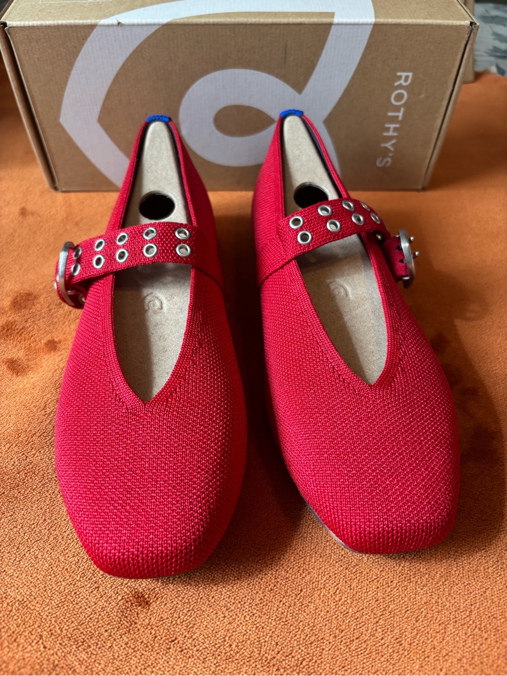 Rothy's Red Mary Jane Flats with Buckle Detail.  Cherry 🍒 🍒